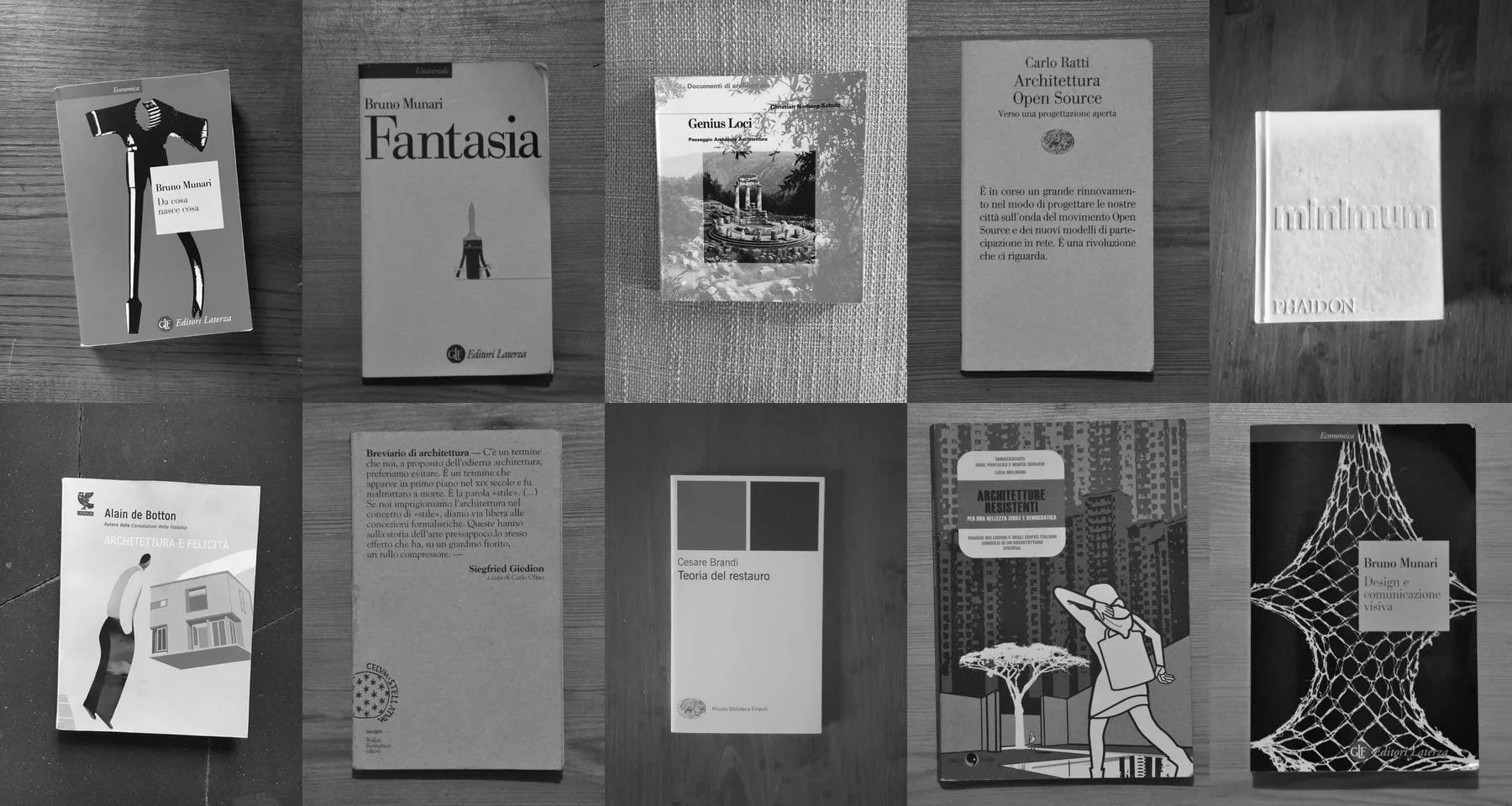 Dieci dei libri consigliati, fotografati sul tavolo